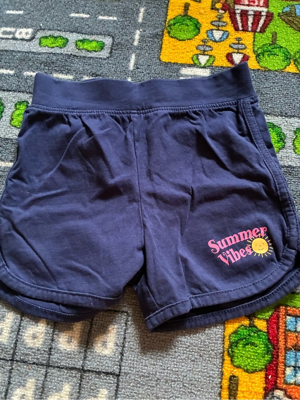 Girls Navy Elastic-Waist Casual Shorts with Embroidered Detail - Picture 2 of 2